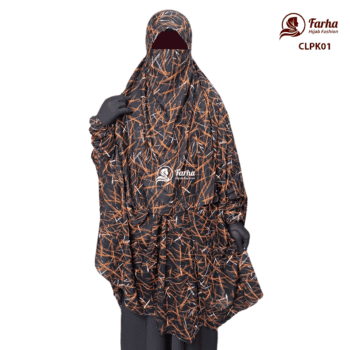 China Linen Print Khimar with Niqab - CLPK01 Images For Farha Hijab Fashion