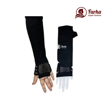 Fingerless Hand socks Black Images for Farha Hijab Fashion1