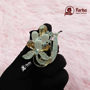 Flower Crystal Brooch images for Farha Hijab Fashion