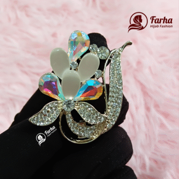 Flower Crystal Brooch images for Farha Hijab Fashion