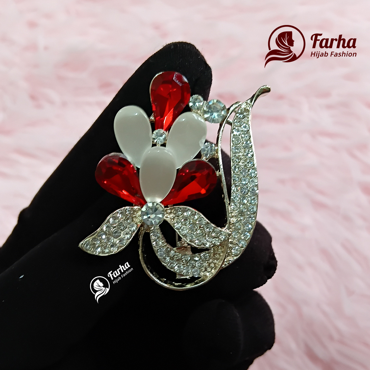 Flower Crystal Brooch images for Farha Hijab Fashion (8) Flower Crystal Brooch images for Farha Hijab Fashion