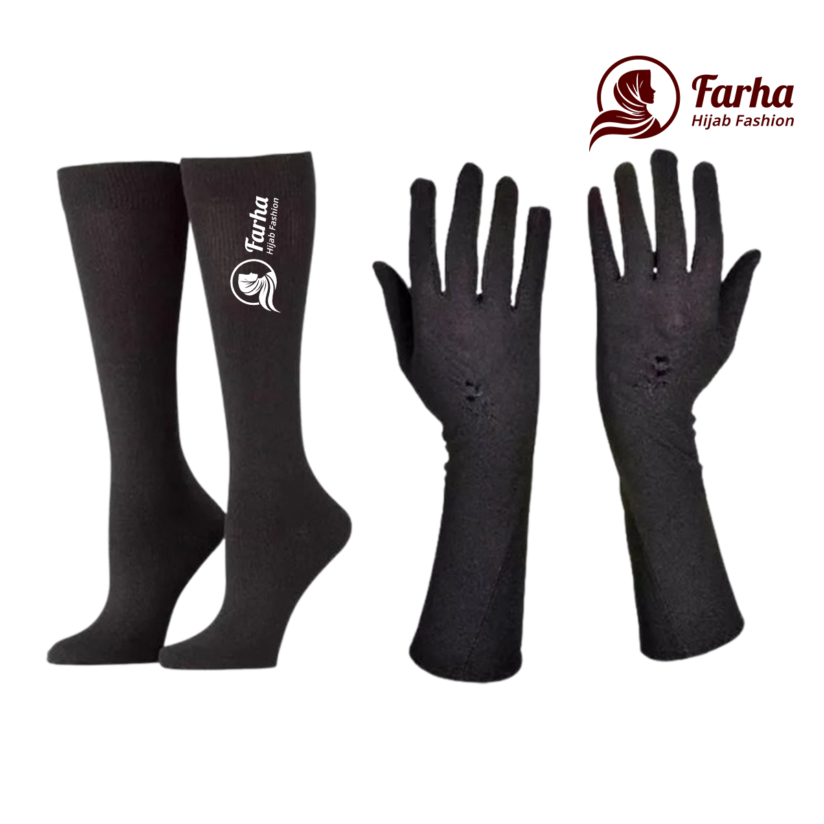 Hand Socks Combo (Hat & Pa Muja) - Black Images for Farha Hijab Fashion Hand Socks Combo (Hat & Pa Muja) - Black Images for Farha Hijab Fashion