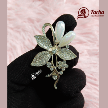Leaf Crystal Brooch images for Farha Hijab Fashion