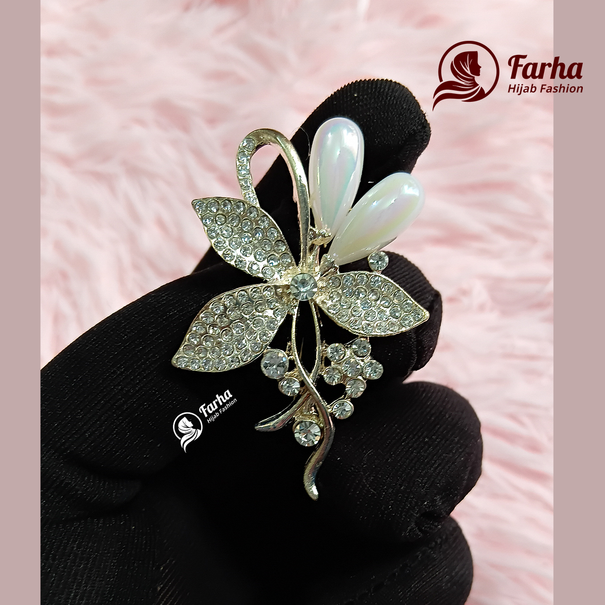 Leaf Crystal Brooch images 01 for Farha Hijab Fashion Leaf Crystal Brooch images for Farha Hijab Fashion