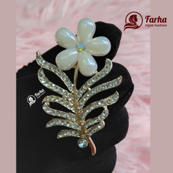 Leaf Crystal Brooch images for Farha Hijab Fashion
