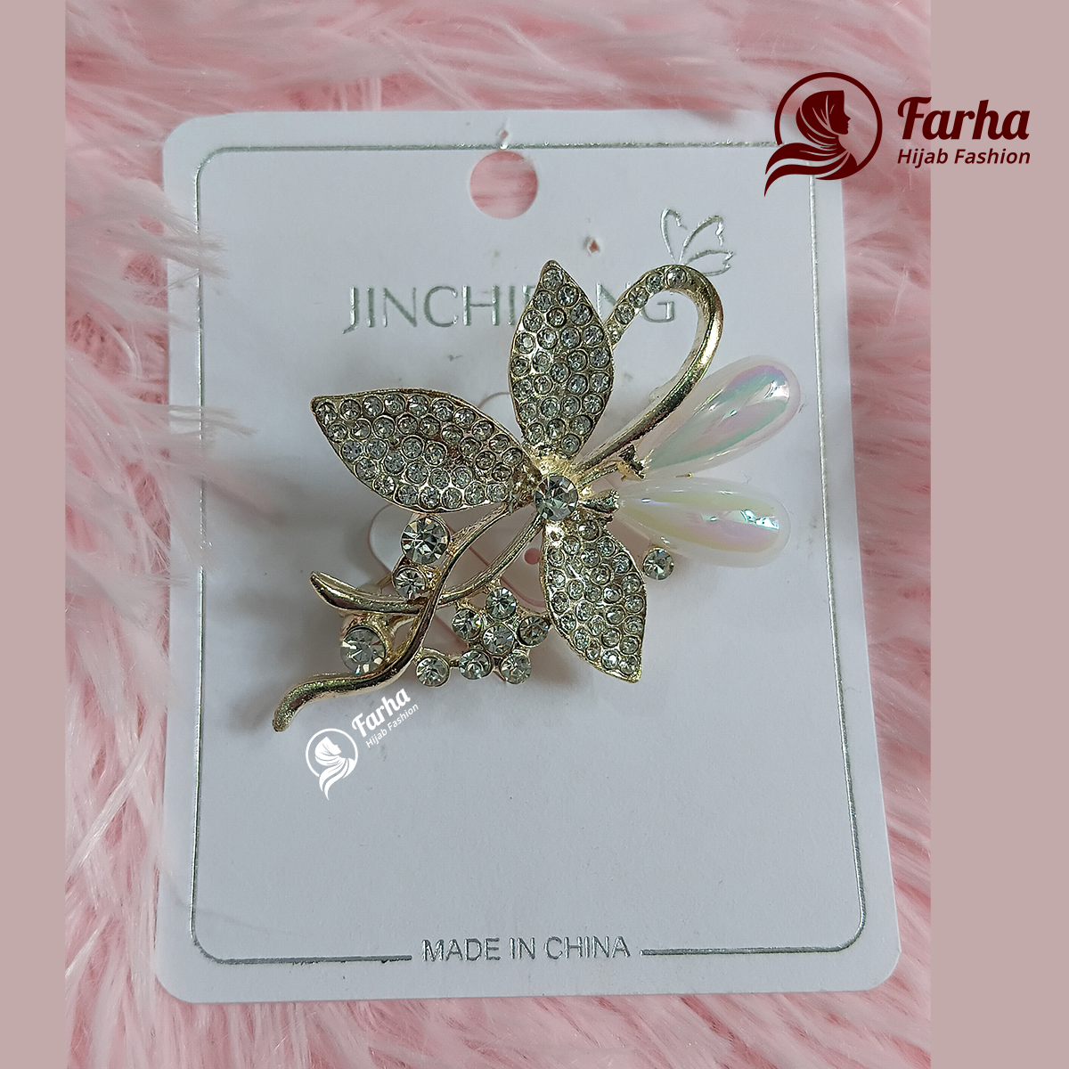 Leaf Crystal Brooch images 01.1 for Farha Hijab Fashion