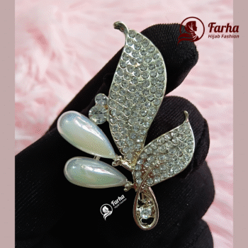 Leaf Crystal Brooch images for Farha Hijab Fashion