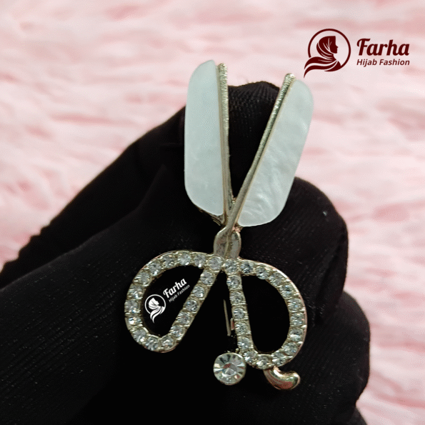 Scissor Crystal Brooch images for Farha Hijab Fashion
