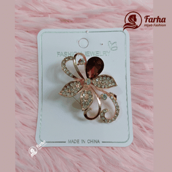 Leaf Crystal Brooch 07 for Farha Hijab Fashion