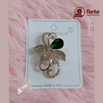 Leaf Crystal Brooch 08 for Farha Hijab Fashion