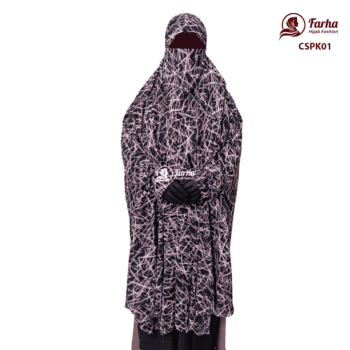 Century Silk Print Khimar with Niqab CSPK01 images 002 For Farha Hijab Fashion