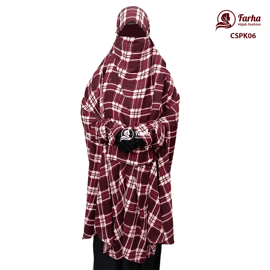 Century Silk Print Khimar with Niqab CSPK06 images 01 For Farha Hijab Fashion Century Silk Print Khimar with Niqab CSPK06 images 01 For Farha Hijab Fashion