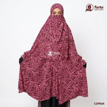 Century Silk Print Khimar with Niqab - Soft & Premium Fabric (CSPK04)