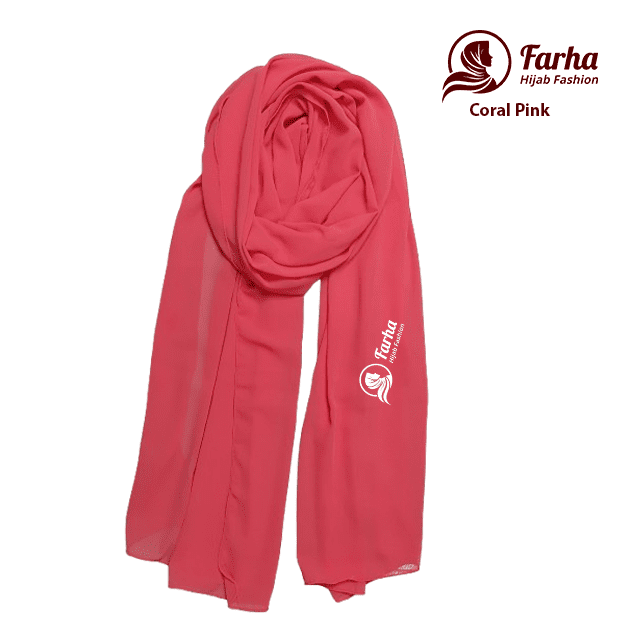 Chiffon Georgette Hijab Coral Pink color images 01 For Farha Hijab Fashion Chiffon Georgette Hijab Coral Pink color images 01 For Farha Hijab Fashion