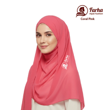 Chiffon Georgette Hijab Coral Pink color images For Farha Hijab Fashion