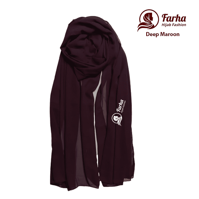 Chiffon Georgette Hijab Deep Maroon color images 01 For Farha Hijab Fashion
