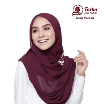 Chiffon Georgette Hijab Deep Maroon color images For Farha Hijab Fashion