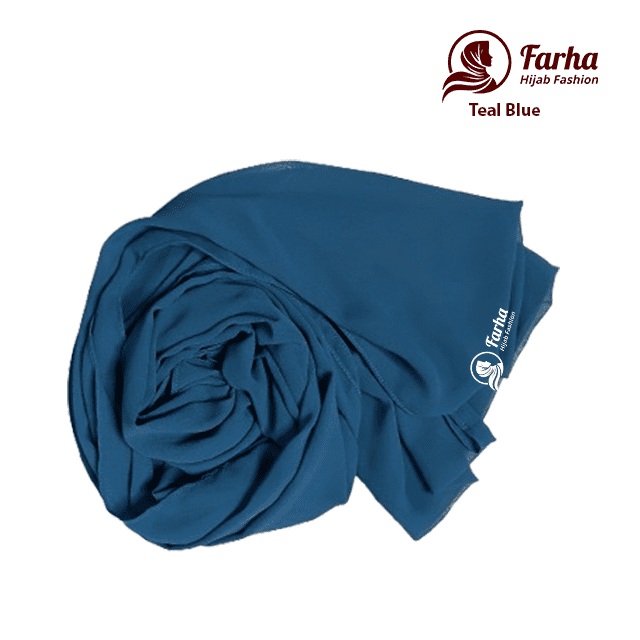 Chiffon Georgette Hijab Teal Blue color images 1 For Farha Hijab Fashion