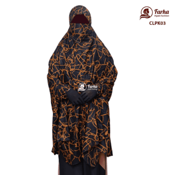 China Linen Print Khimar with Niqab - CLPK03 Images 01 For Farha Hijab Fashion