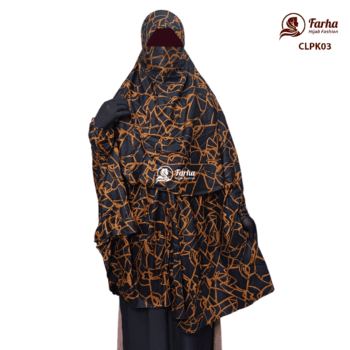 China Linen Print Khimar with Niqab - CLPK03 Images For Farha Hijab Fashion