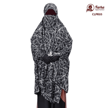 China Linen Print Khimar with Niqab - CLPK05 Images 01 For Farha Hijab Fashion