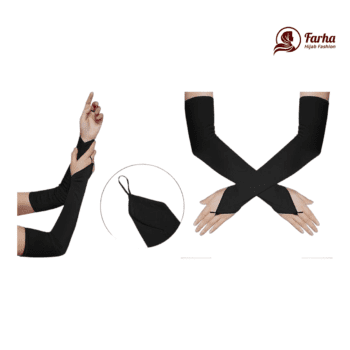 Premium Full Fingerless Hand Socks (Hat Muja) – Black 06 images 01 for farha hijab fashion