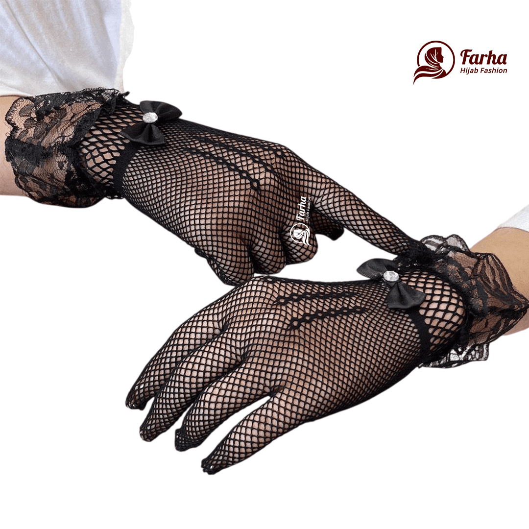 Premium Lace Full Finger Hand Socks (Hat Muja) – Black 02 images for farha hijab fashion Premium Lace Full Finger Hand Socks (Hat Muja) – Black 02 images for farha hijab fashion