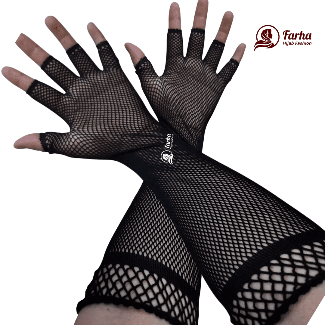 Premium Lace Full Fingerless Hand Socks (Hat Muja) – Black 05 images 02 for farha hijab fashion Premium Lace Full Fingerless Hand Socks (Hat Muja) – Black 05 images 02 for farha hijab fashion