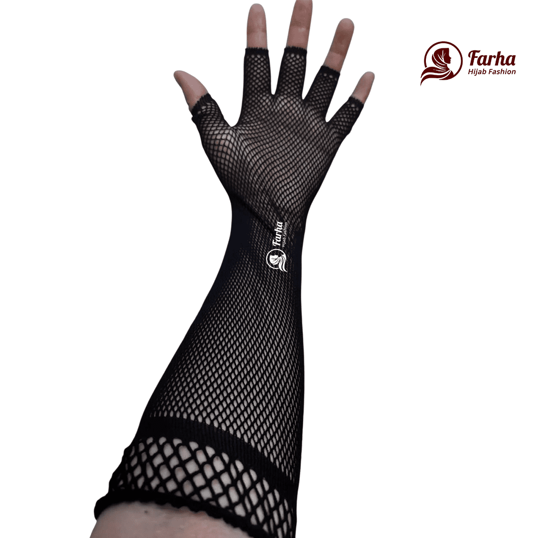 Premium Lace Full Fingerless Hand Socks (Hat Muja) – Black 05 images for farha hijab fashion Premium Lace Full Fingerless Hand Socks (Hat Muja) – Black 05 images for farha hijab fashion